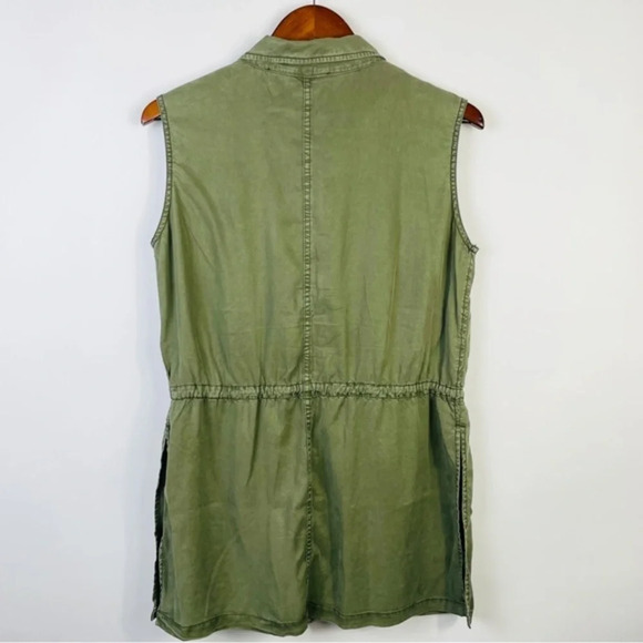 Olive Green Army Green Vest Tunic Length Cardigan Size Small - Picture 4 of 9